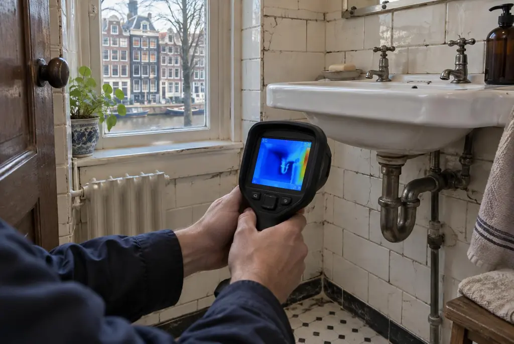 Lekdetectie Raalte – badkamer met oude leidingen achter de tegels