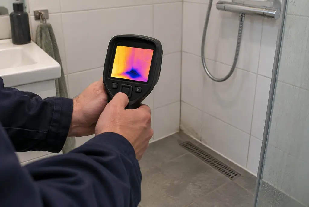 Lekdetectie Raalte – lekdetectiespecialist met warmtebeeldcamera in een badkamer