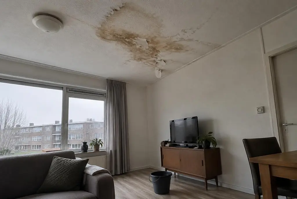 Lekdetectie Raalte – vochtplek op het plafond onder een badkamer